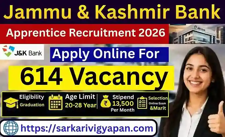 JK Bank Apprentice Vacancy 2026