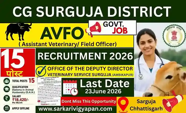 Sarguja District Veterinary Recruitment 2026