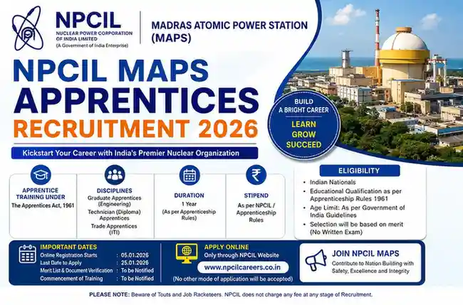 NPCIL MAPS Apprentices Recruitment 2026