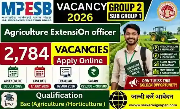 MPESB Agriculture Extension Officer Vacancy