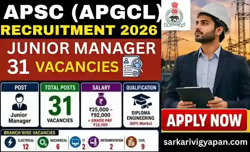 APSC Junior Manager Recruitment 2026
