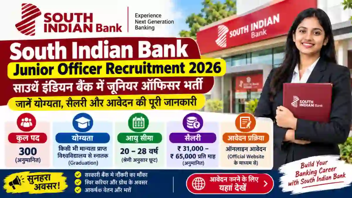 South Indian Bank Junior Officer Recruitment 2026