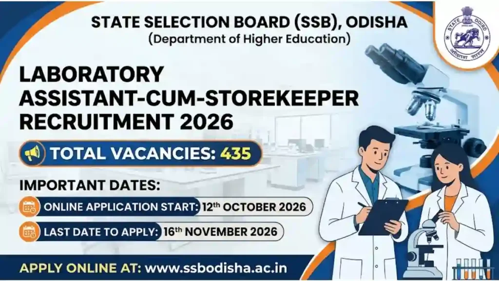 Odisha SSB Laboratory Assistant Recruitment