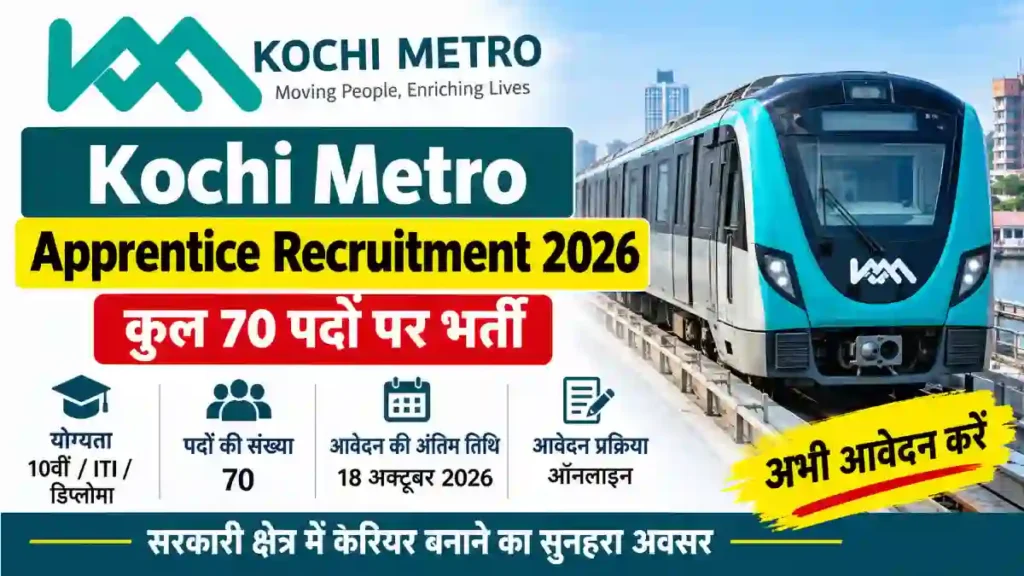 Kochi metro Apprentice Recruitment 2026