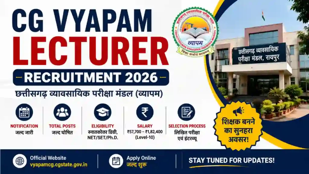 CG Vyapam Lecturer Recruitment 2026