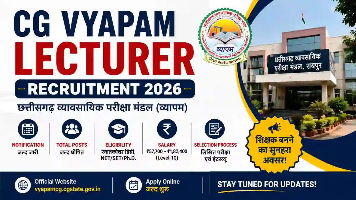 CG Vyapam Lecturer Recruitment 2026